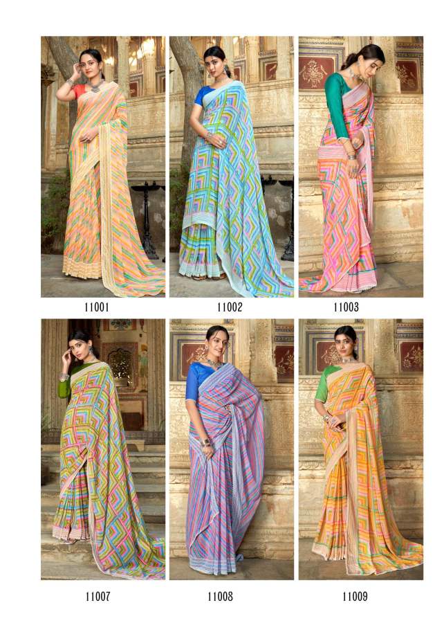 Lt Aabhushan Daily Wear Wholesale Printed Georgette Sarees Catalog
